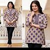 Purple flower printed soft cotton top with Tagai and sequence work