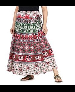 Elephant print Jaipuri cotton wrap around skirt