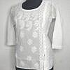 Angrakkaa short white cotton kurta with chikan embroidery