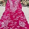 Pink Mul Mul Cotton tree print chikan hand embroidery kurta