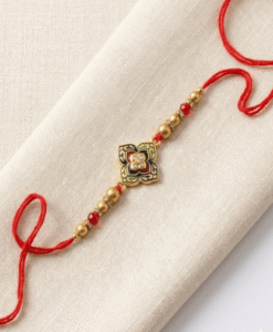 Four petals flower rakhi with chawal chandan tika pack