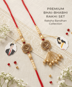 Beautiful Golden square bhaiya bhabhi rakhi