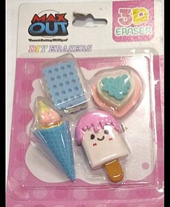 Cute ice cream eraser set of 4