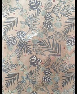 Pine cone and leaves print paper gift wrap sheet