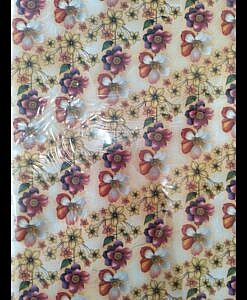 Orange flower print paper gift wrap sheet