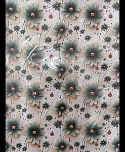 Green flower print paper gift wrapping sheet