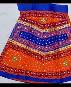 Cotton radha rani embroidered lahanga choli dress with plain dupatta