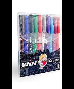 Win Te amo coloured ball pen set of 10