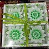 Green Flower floating candles set of 4