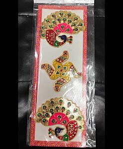 Pink Peacock design Shubh labh and swastik for Dewali decoration
