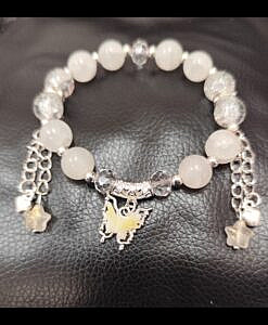 Beautiful White beads bracelet with butterfly charm