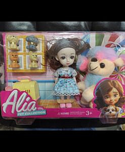 Alia doll with pets and plush dog set