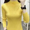 Yellow winter sweater top with neck design