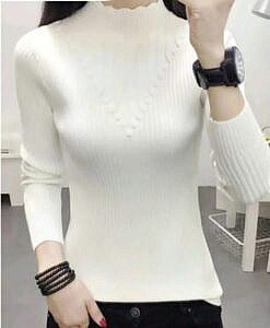 White winter sweater top with neck design