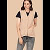 Beige sleeveless button down woolen cardigan with pockets