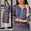Navy Blue soft cotton sequence work yoke long kurti