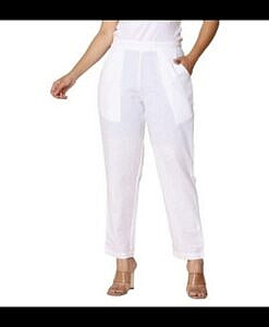 White cotton soft pure cotton solid poplin pants (Export Quality)