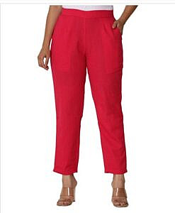 Rubi Pink (Rani) Blue soft pure cotton solid poplin pants (Export Quality)