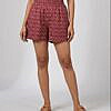 Maroon printed soft cotton women shorts