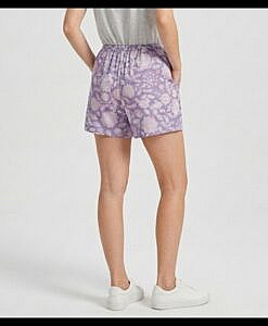 Purple flower print soft cotton women shorts