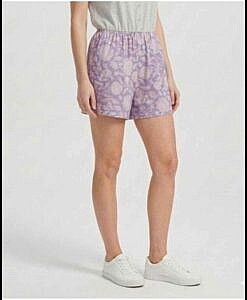 Purple flower print soft cotton women shorts