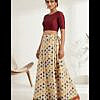 Yellow multi-colour cotton long skirt with lace border