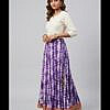 Purple cotton long skirt with lace border