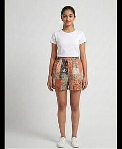 Multi colour print soft cotton women shorts