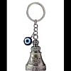 Silver colour gradian bell key ring with evil eye charm