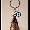 Copper colour gradian bell key ring with evil eye charm
