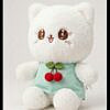High quality plush cute cat soft stuffed toy with two cherry