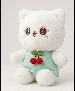 High quality plush cute cat soft stuffed toy with two cherry