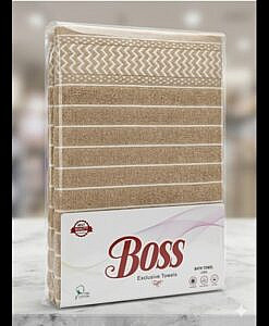 Beige full length cotton bath towel