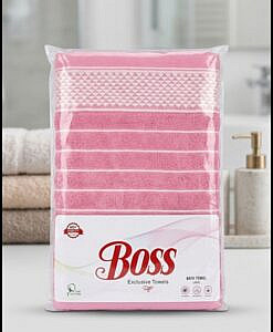 Pink full length cotton bath towel