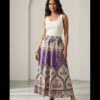 Purple pure cotton printed elasticated skirt