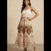 Brown pure cotton printed elasticated skirt