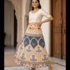 Teal pure cotton printed elasticated skirt