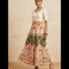 Green pure cotton printed elasticated skirt