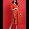 Women cotton orange printed kurti dress