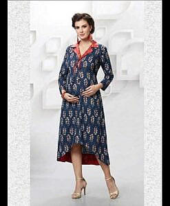 Designer Dhabu Print Cotton maternity dress