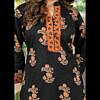 Black printed soft cotton short kurti top with potli buttons