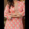 Peach pprinted soft cotton short kurti top with potli buttons