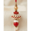 Red white flower tassel lumba rakhi