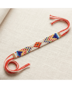 Traditional handmade white multi colour rakhi