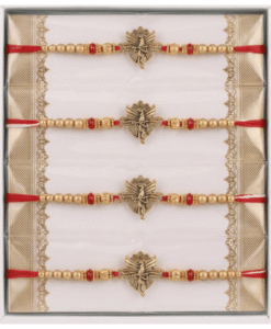 Golden leaf with krishna rakhi